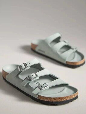 NIB EU 37 Birkenstock Florida Fresh Pure Sage Green Leather Women’s
